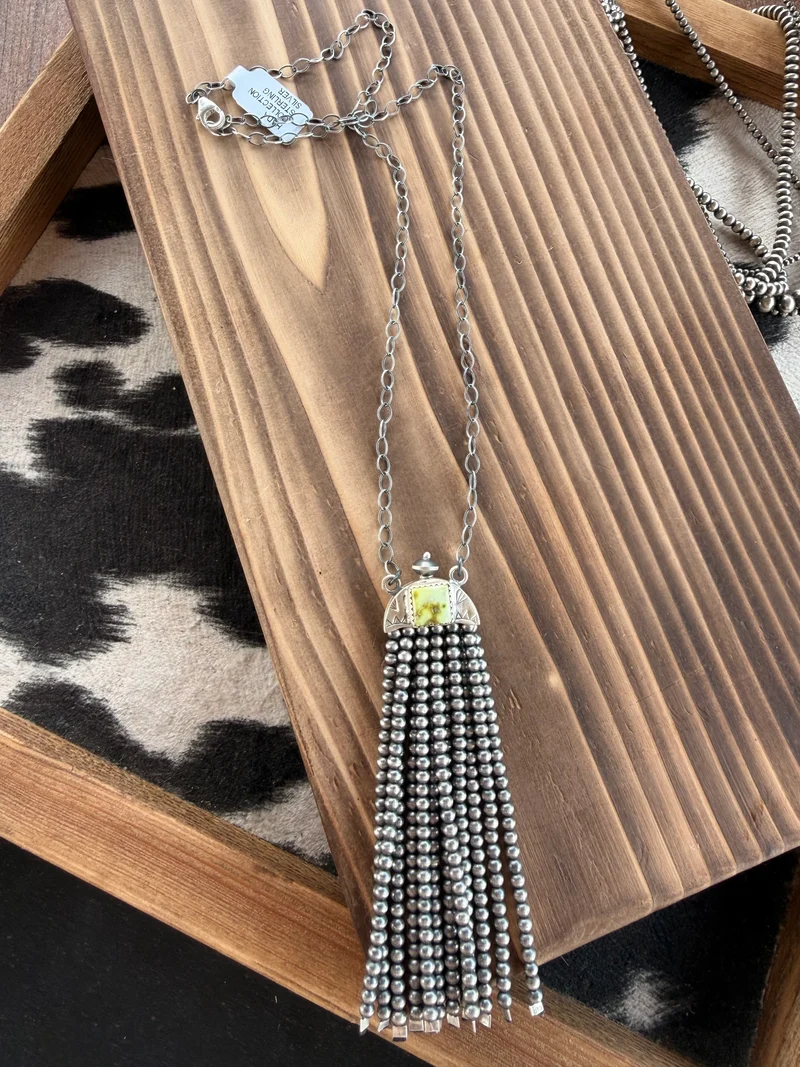 Palomino Stone Pearl Fringe Necklace