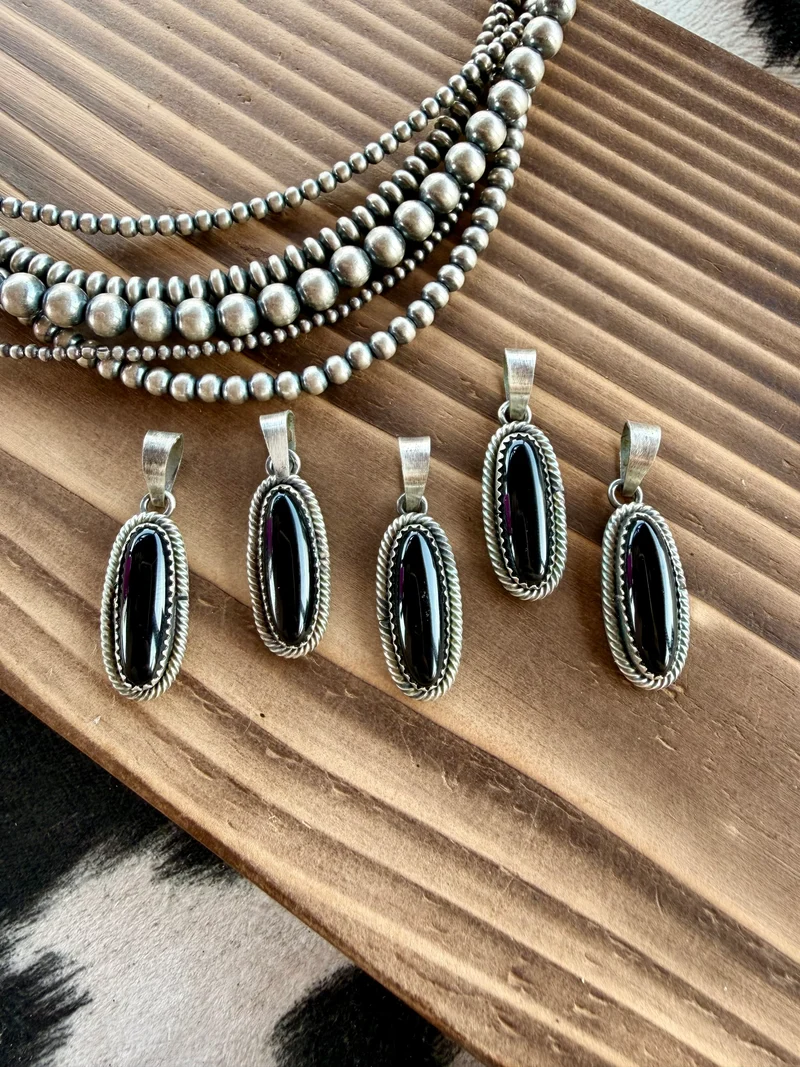 Scott Skeets Black Onyx Oval Pendant