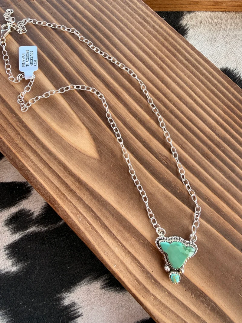Kingman Turquoise Calf Head Necklace