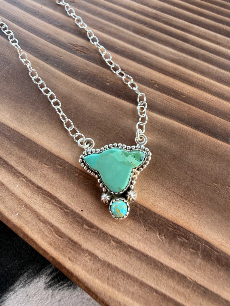 Kingman Turquoise Calf Head Necklace