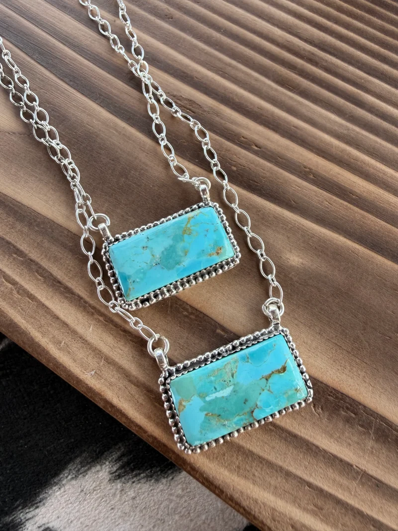 Kingman Turquoise Bar Necklace