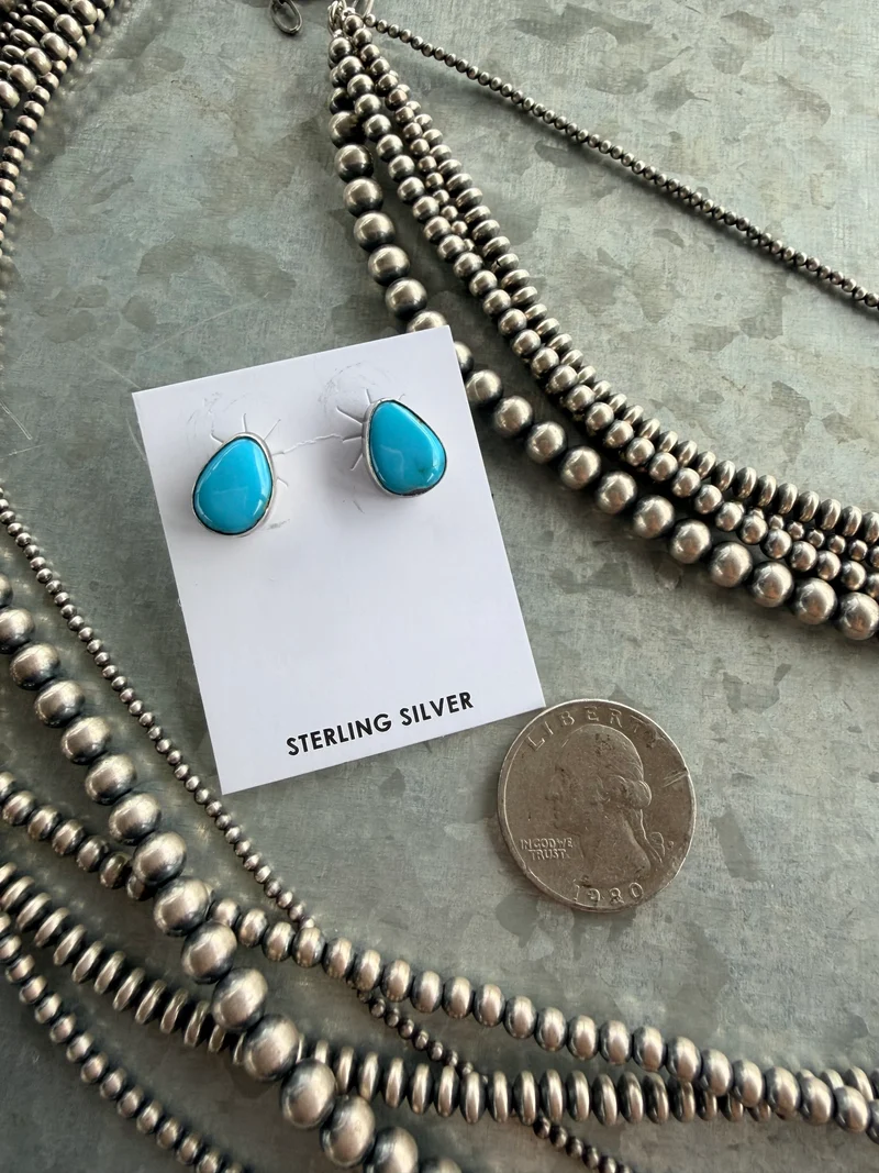 Kingman Turquoise Teardrop Stud Earrings