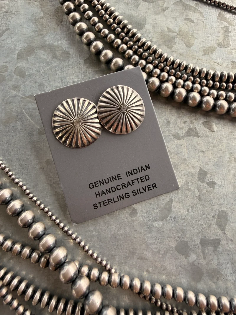 Sterling Silver Concho Earrings