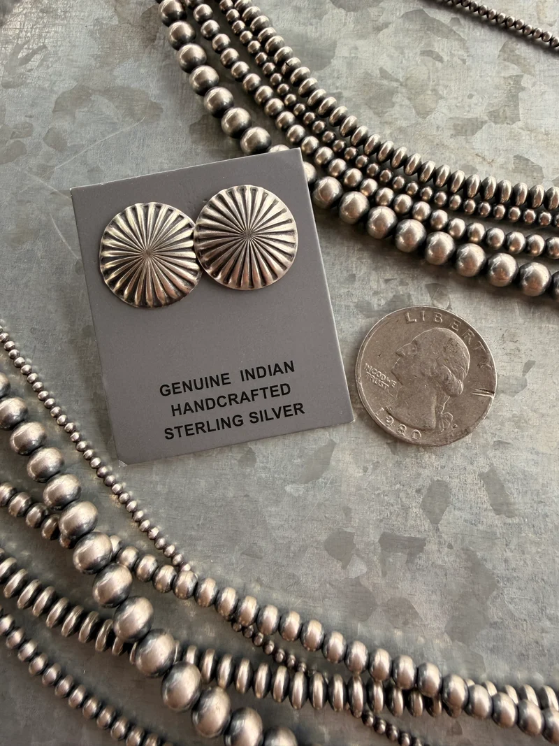 Sterling Silver Concho Earrings
