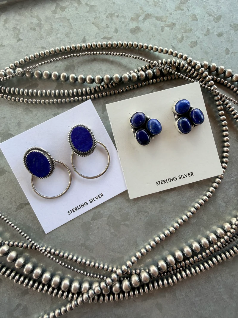 Blue Lapis Stone Earrings