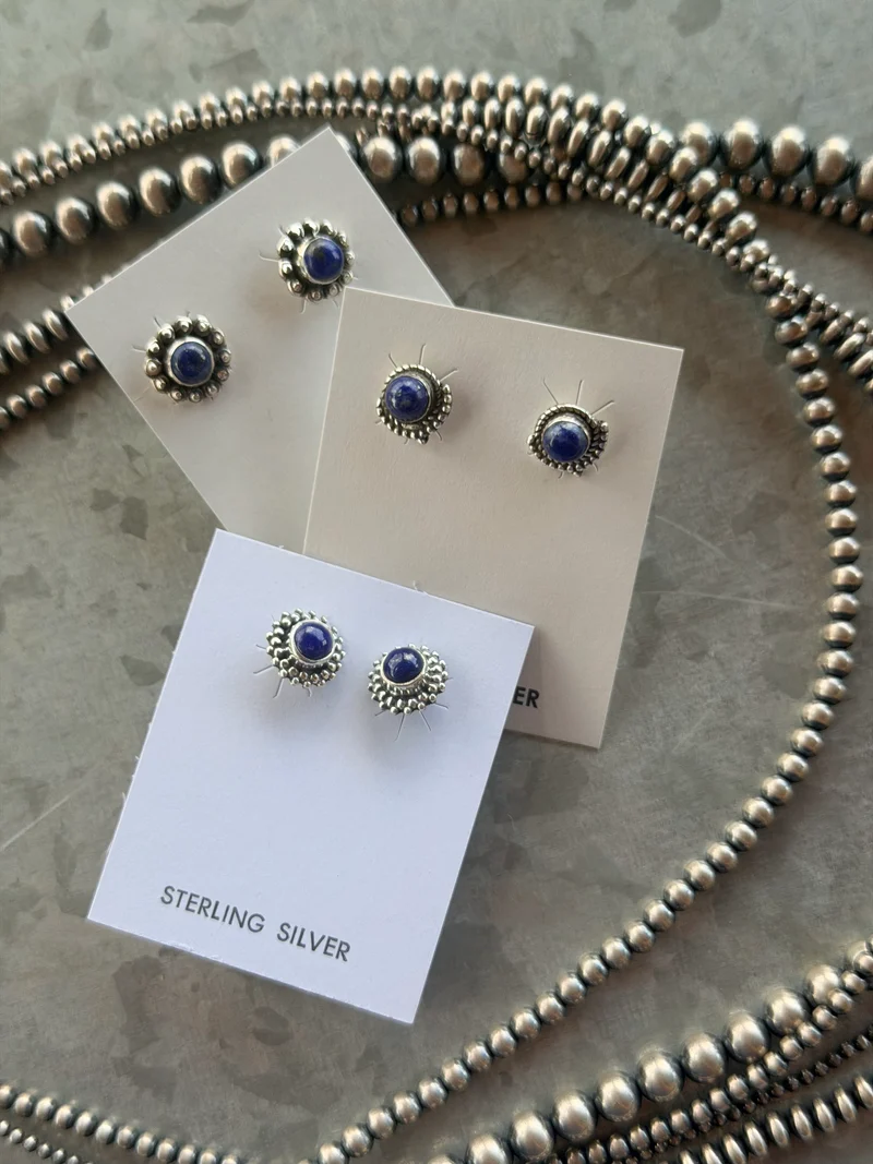 Blue Lapis Stud Earrings