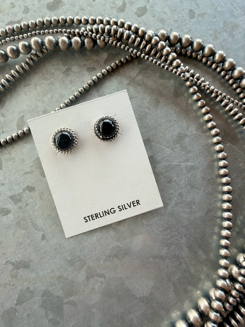 Black Onyx Stud Earrings