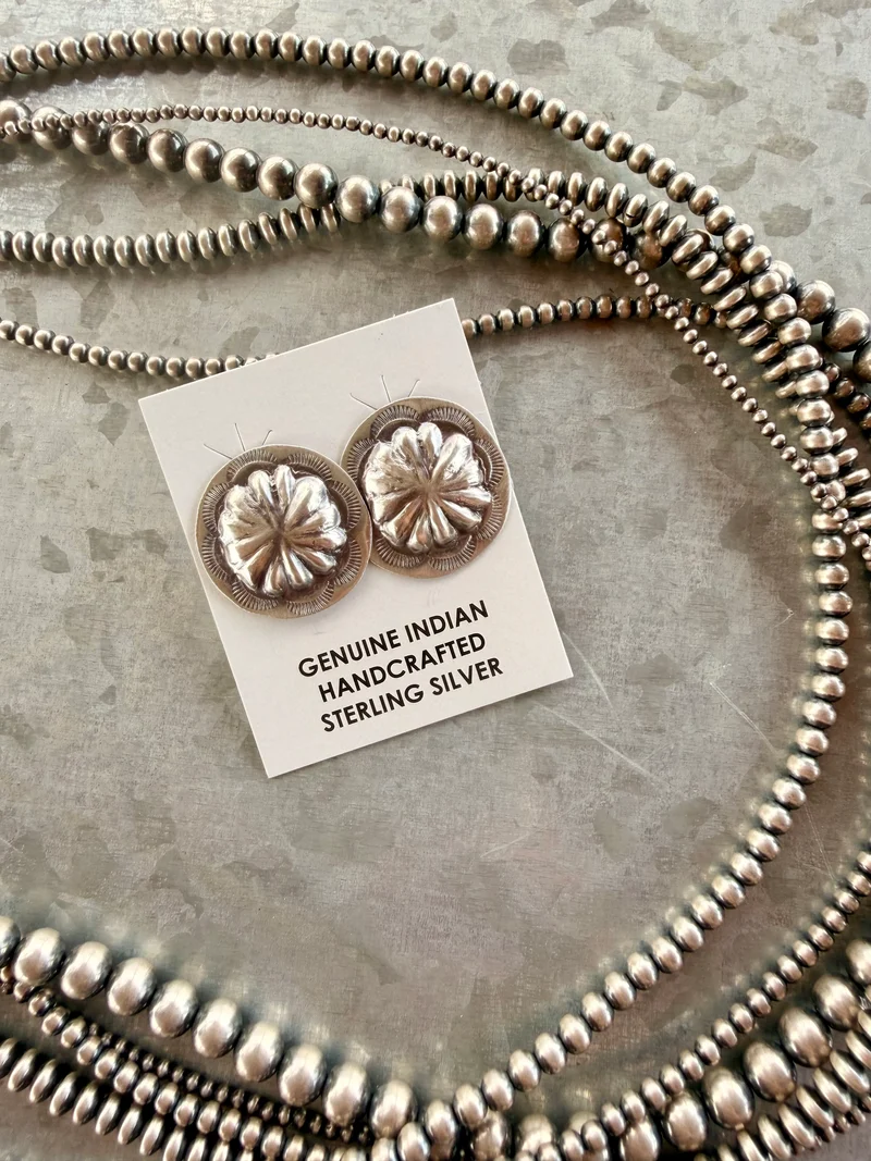 John Begay Navajo Made Sterling Concho Studs
