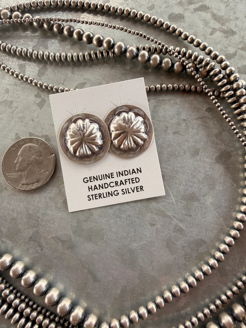 John Begay Navajo Made Sterling Concho Studs