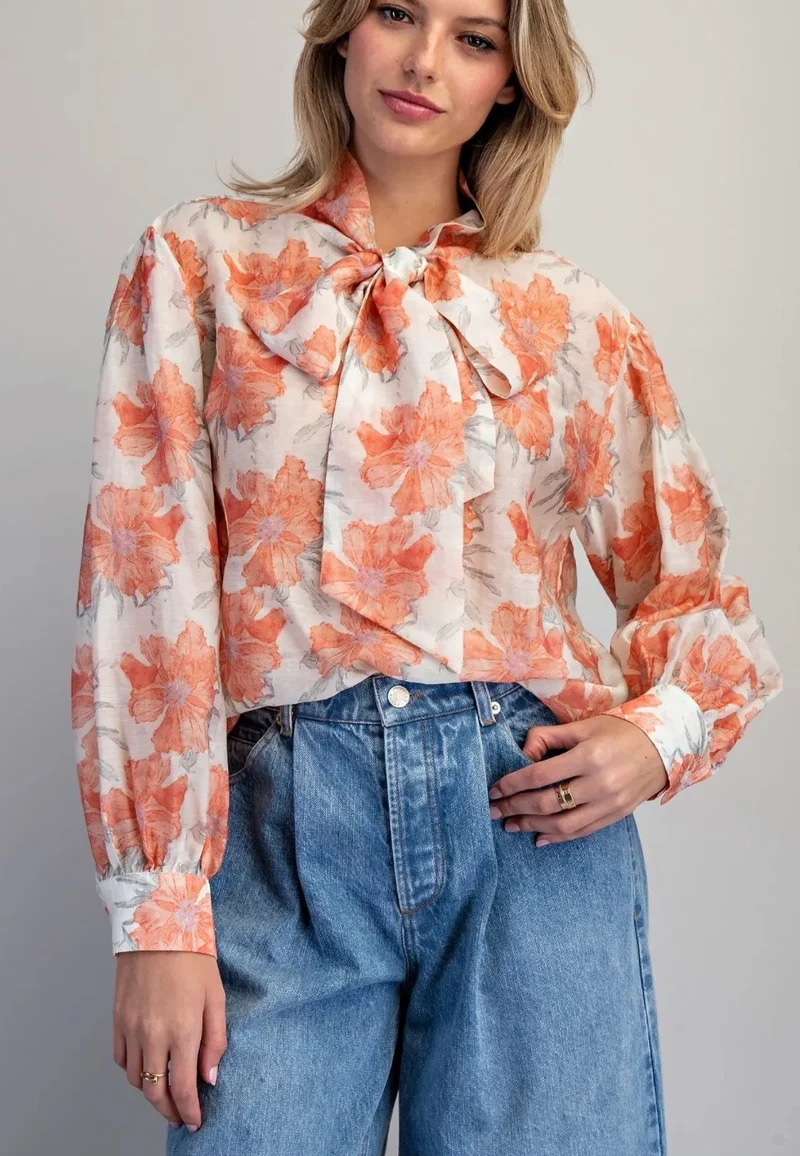 Floral Bow Tie Top