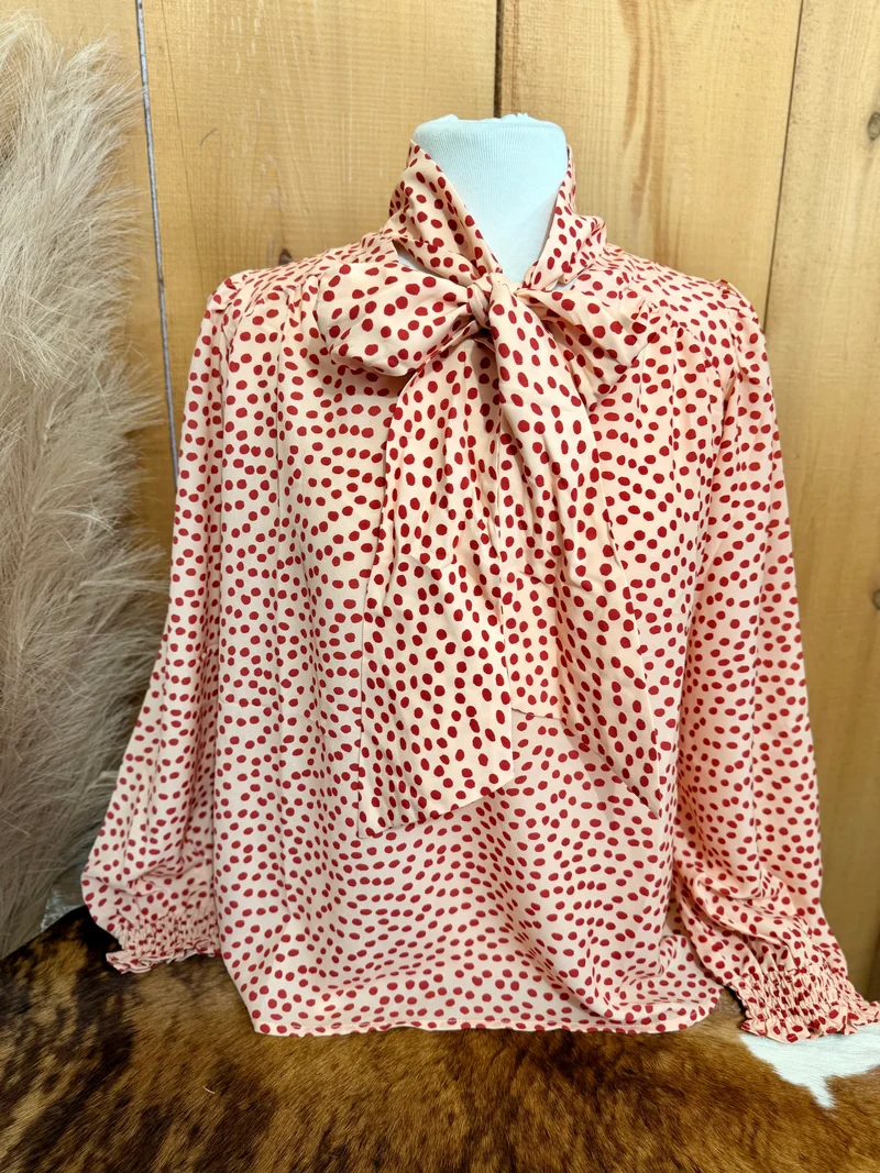 Red Dot Bow Tie Top