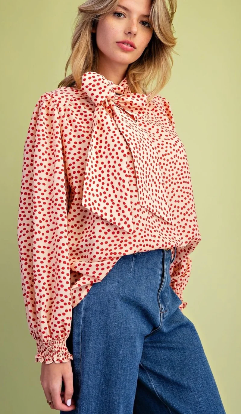 Red Dot Bow Tie Top