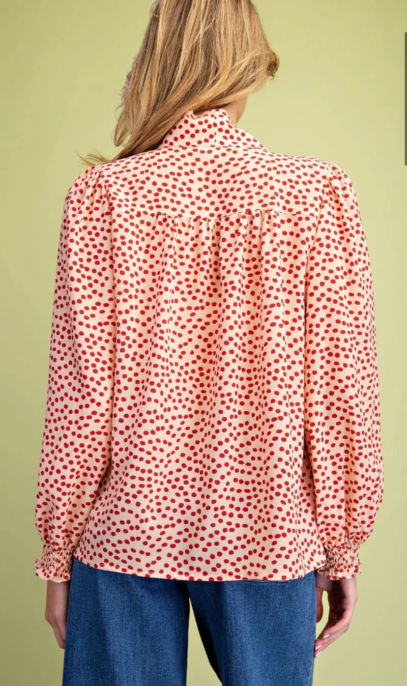 Red Dot Bow Tie Top