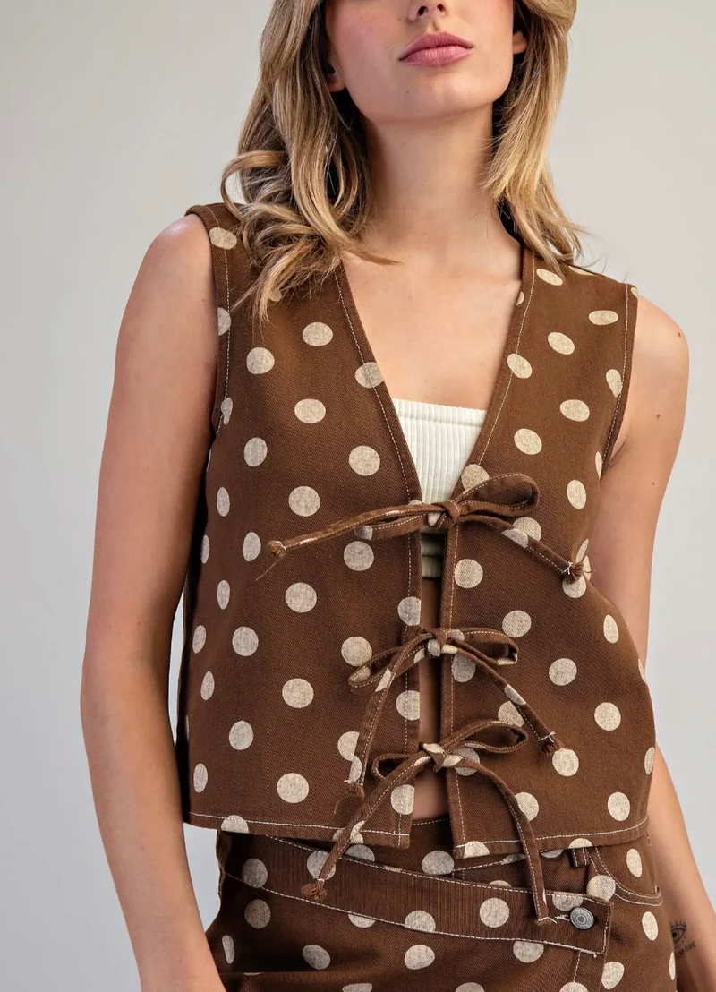 Brown Polka Dot Tie Vest