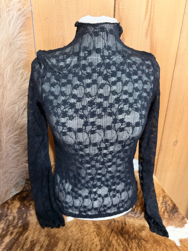 Black Lace Mesh Top