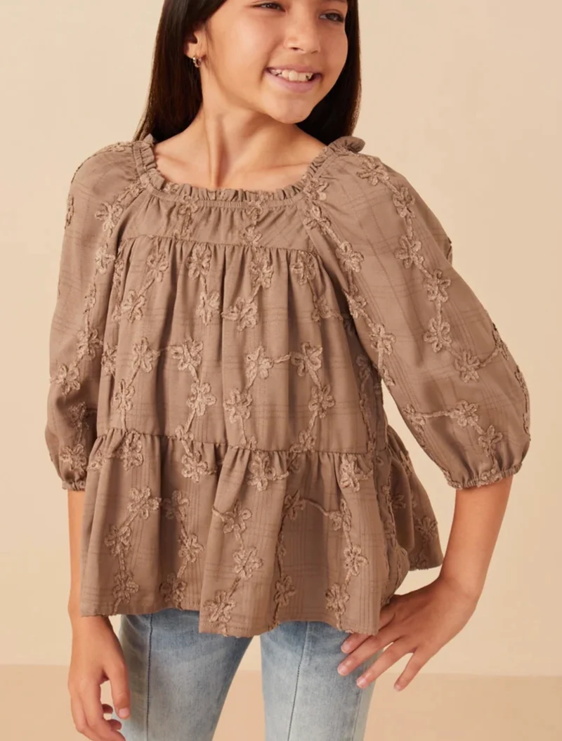 Girls Brown Floral Top