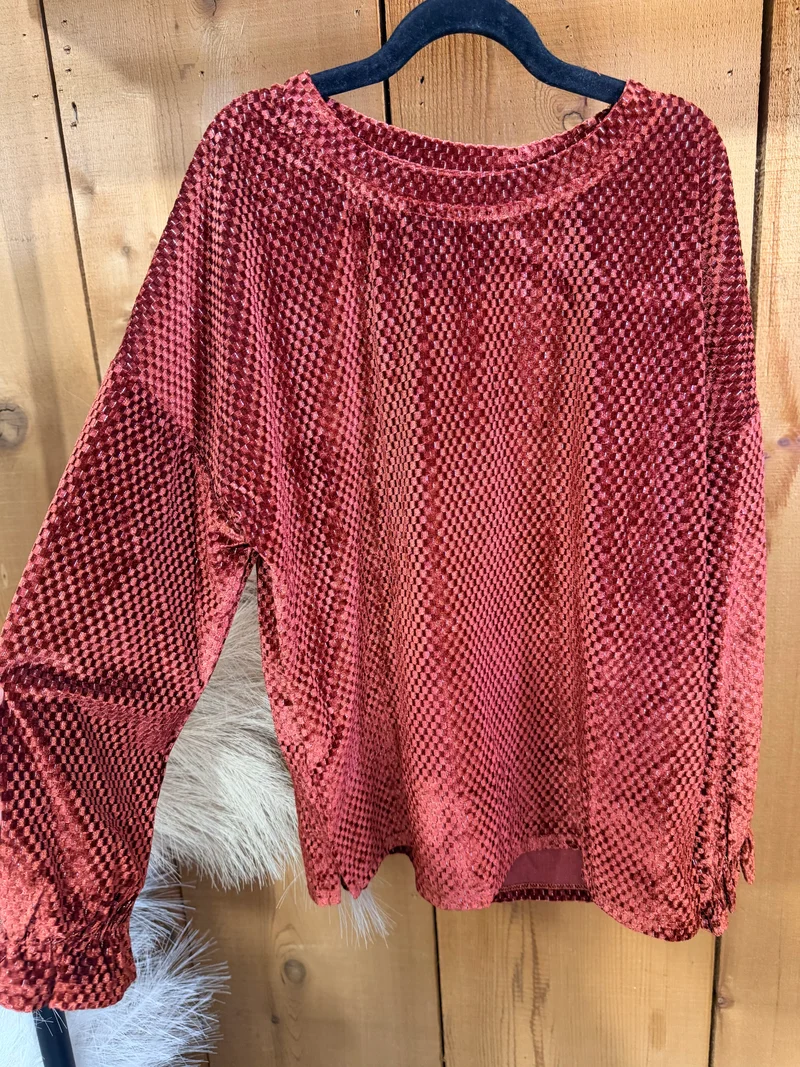 Girls Rust Velvet Top