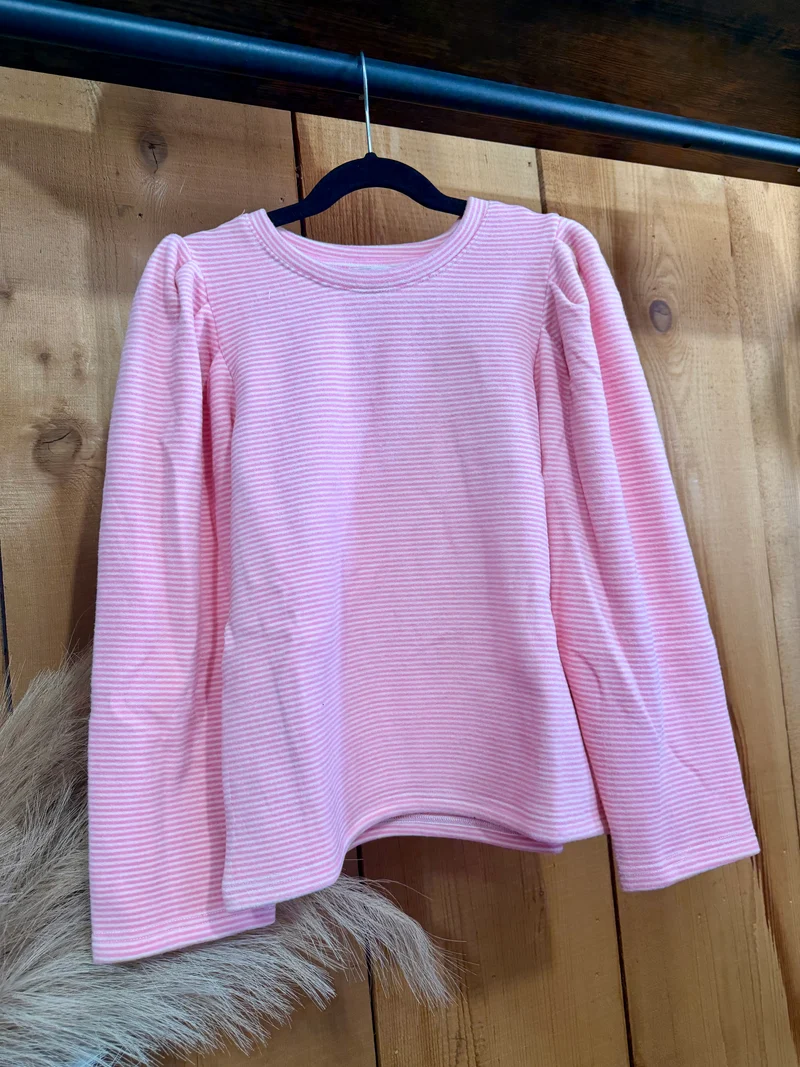 Girls Pink / Ivory Stripe Top