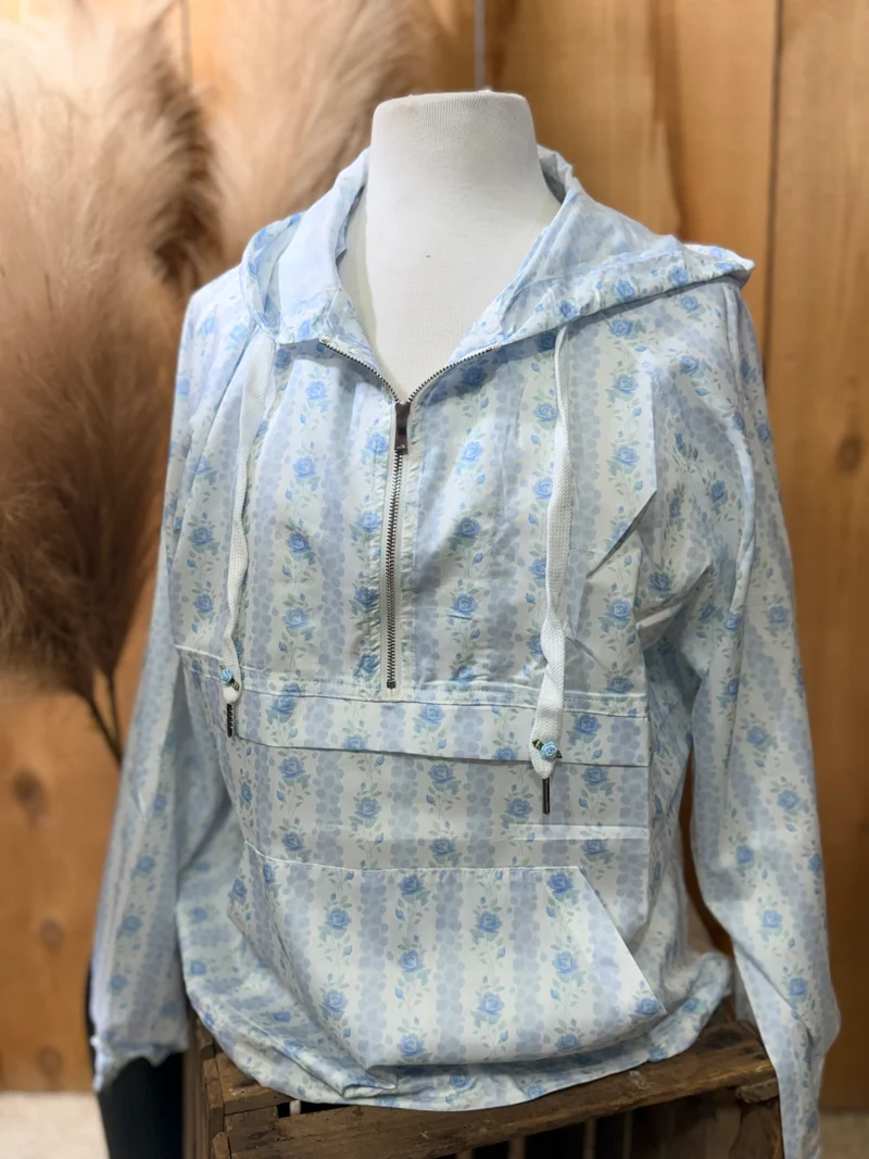 Vintage Floral Hooded Windbreaker