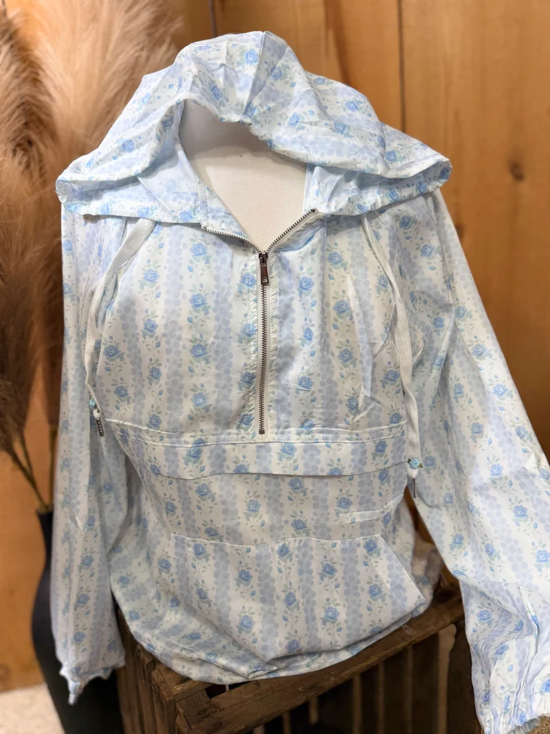 Vintage Floral Hooded Windbreaker