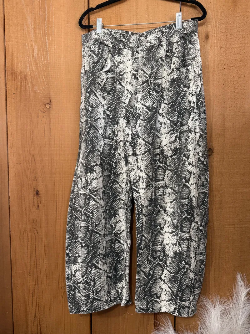 Snakeskin Barrel Pants
