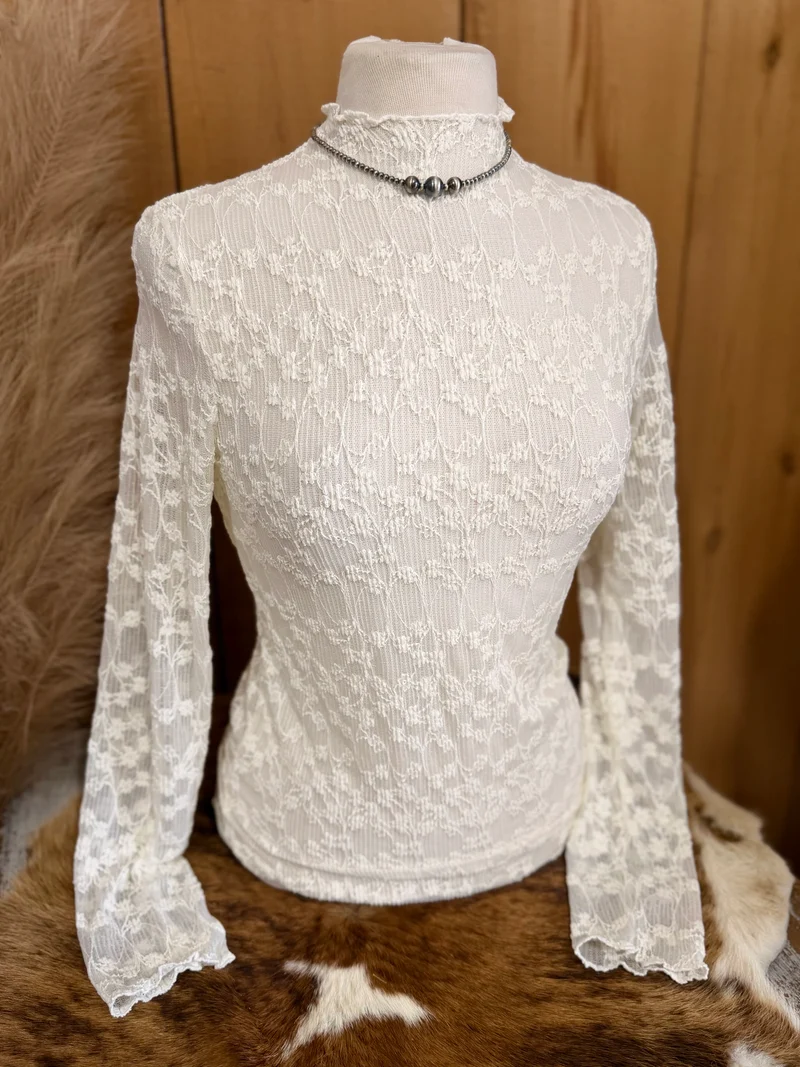 Cream Lace Mesh Top