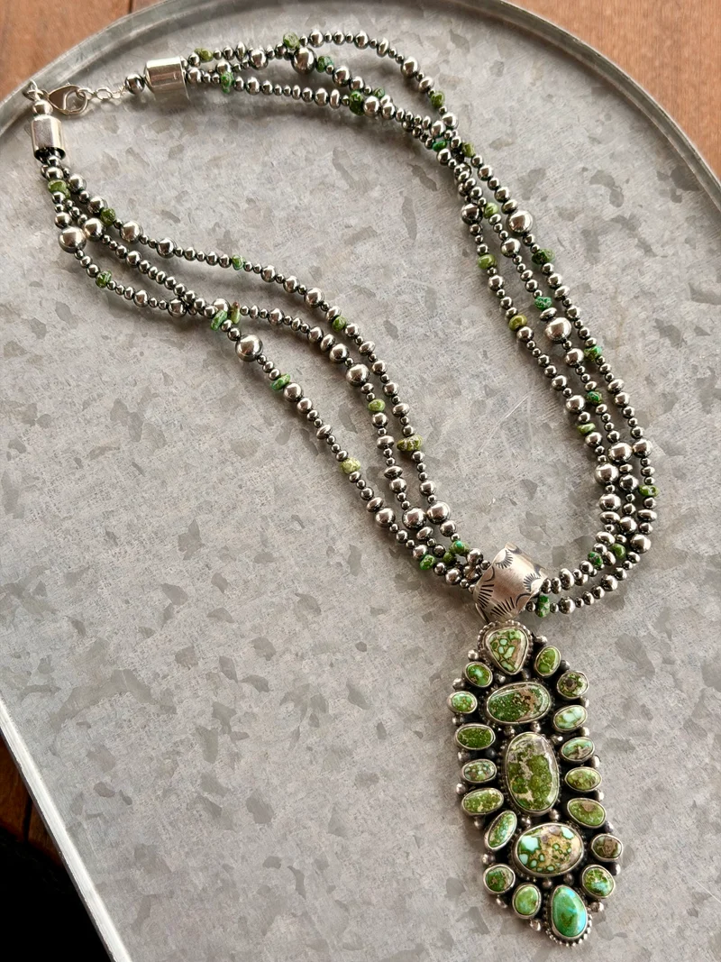 Sheila Navajo Made Sonoran Pendant on Pearls (Copy)