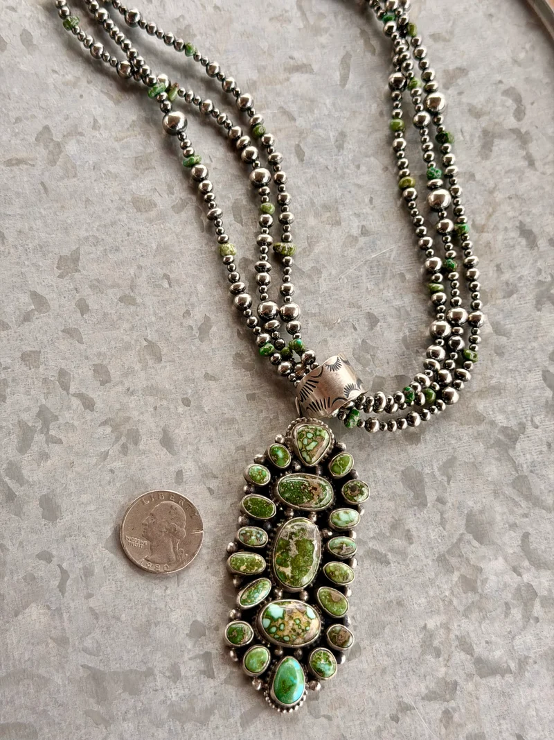 Sheila Navajo Made Sonoran Pendant on Pearls (Copy)