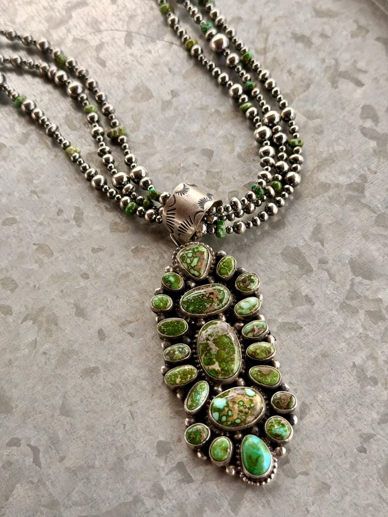 Sheila Navajo Made Sonoran Pendant on Pearls (Copy)
