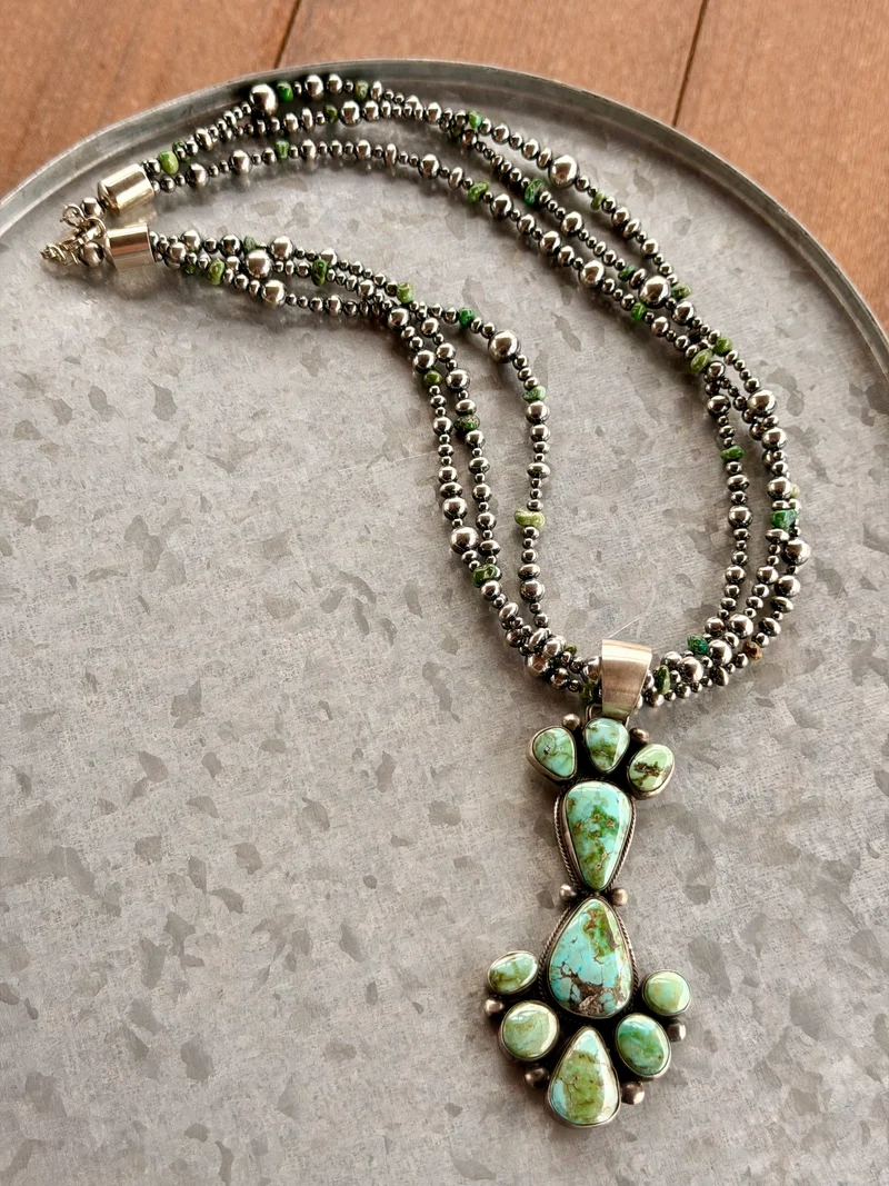B. Johnson Navajo Made Sonoran Pendant on Pearls