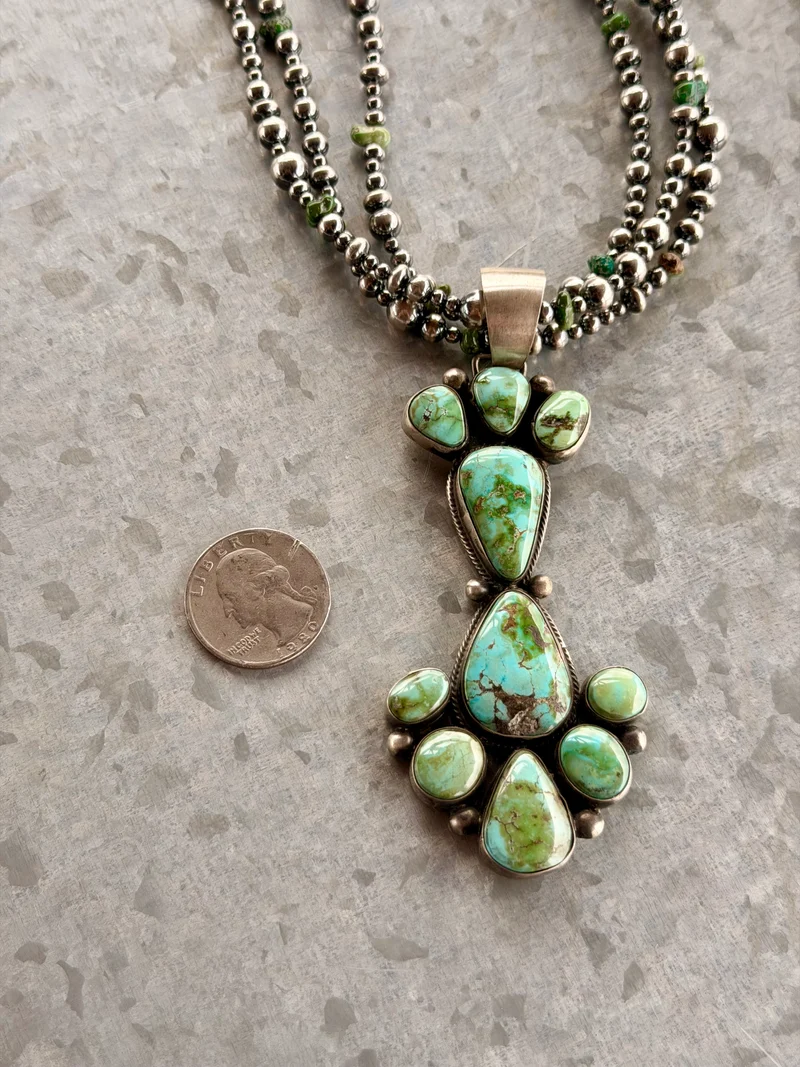 B. Johnson Navajo Made Sonoran Pendant on Pearls