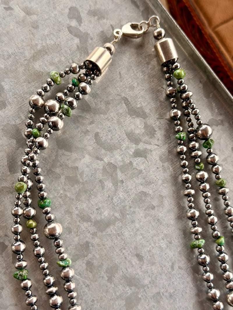 B. Johnson Navajo Made Sonoran Pendant on Pearls