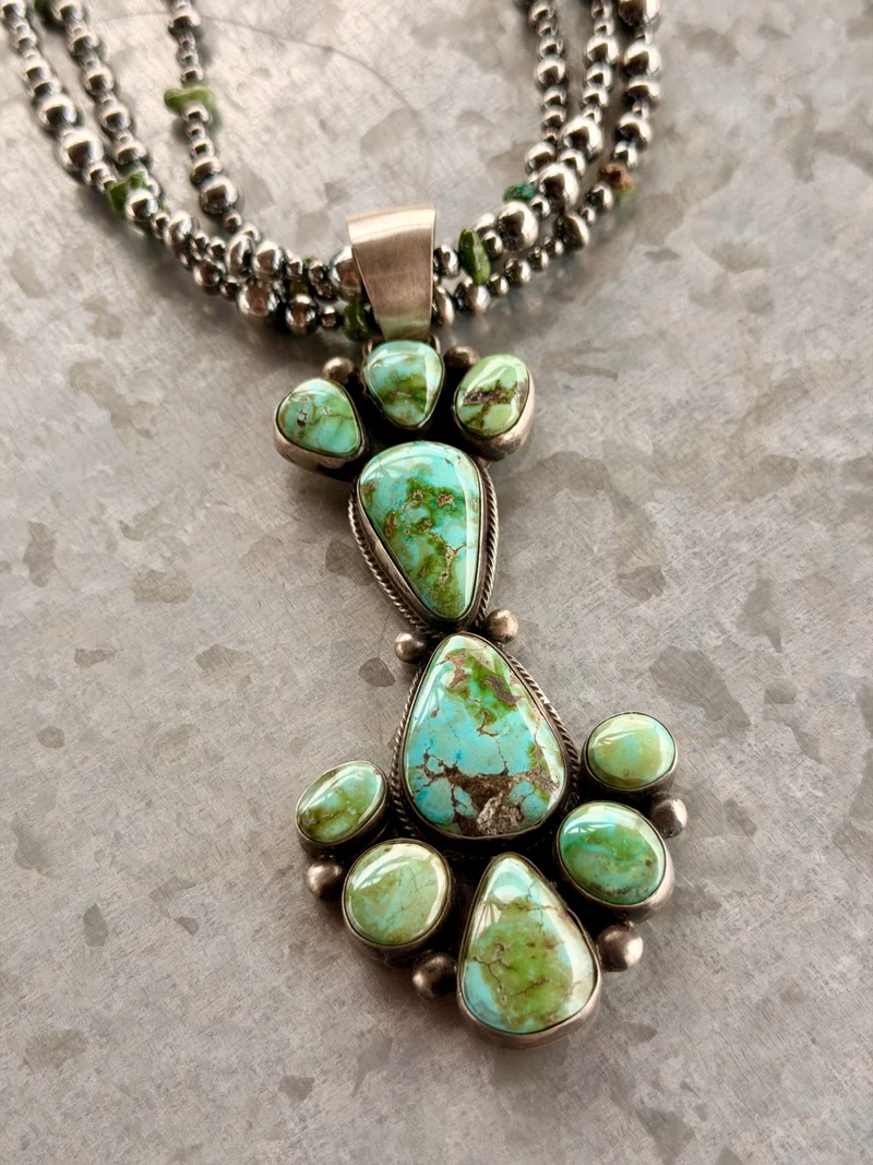 B. Johnson Navajo Made Sonoran Pendant on Pearls