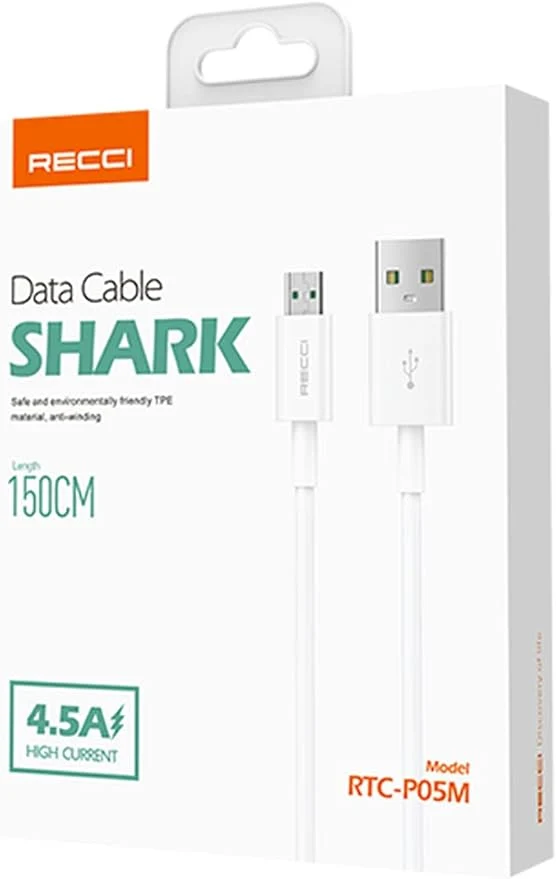 Recci RTC-P05M Shark Cable 4.5A USB to Micro-USB 1.5m