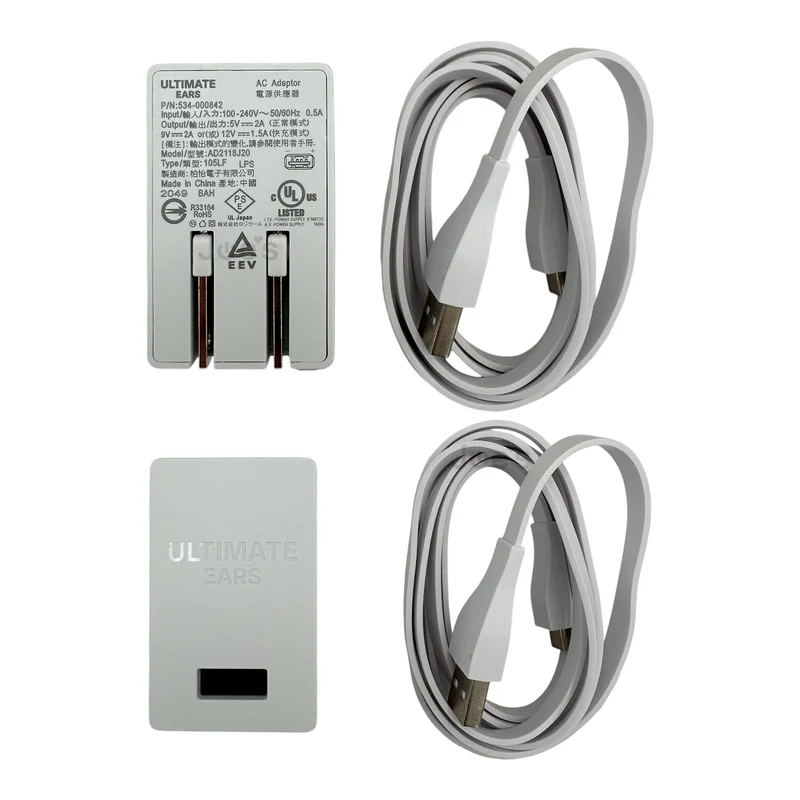 Genuine Ultimate Ears 5V 2A AC Adapter & Micro-USB Charger Cable | Works with UE Boom 3 / Megaboom 3
