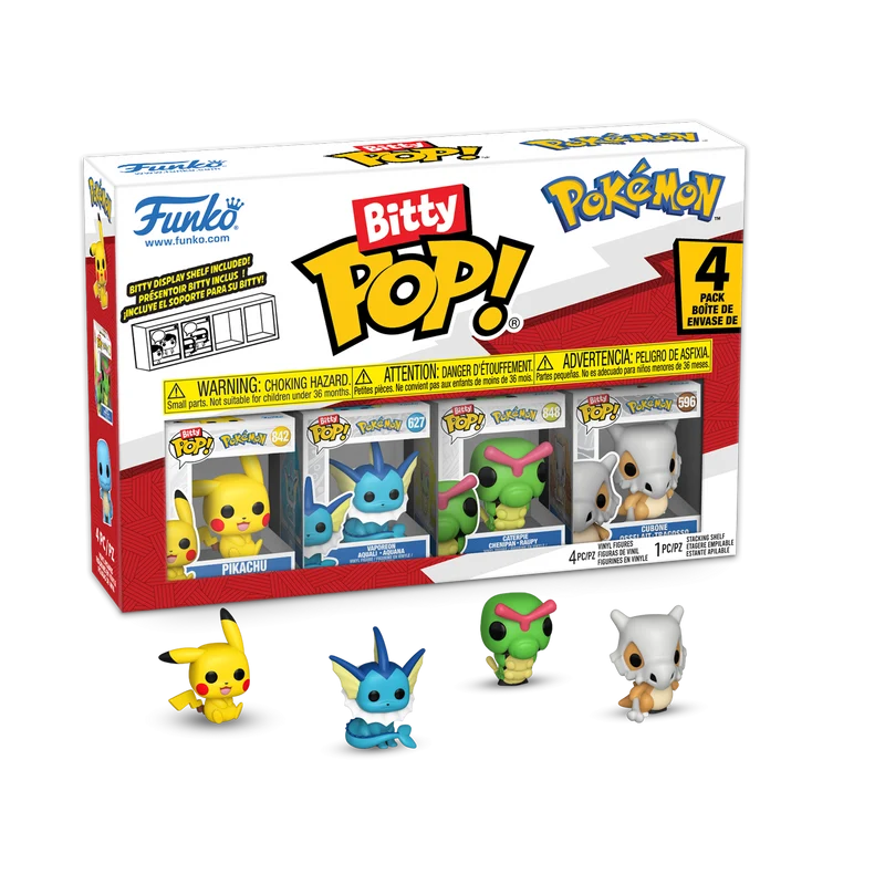 Funko Bitty Pop! Pokemon - Pikachu, Vaporeon, Caterpie, Cubone
