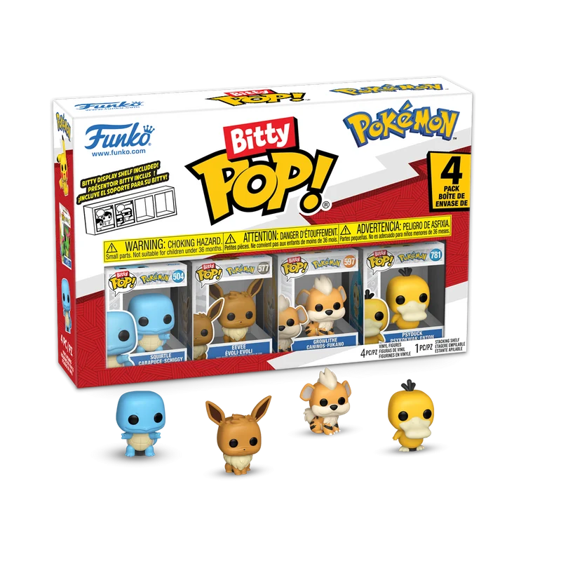 Funko Bitty Pop! Pokemon - Squirtle, Eevee, Growlithe, Psyduck