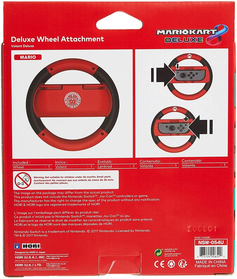 HORI - Nintendo Switch Mario Kart 8 Deluxe Wheel Attachment Mario Edition