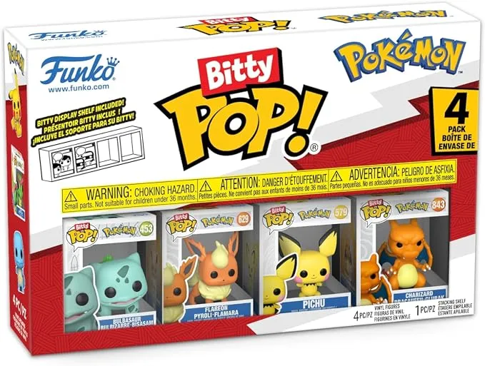 Funko Bitty Pop! Pokemon - Bulbasaur, Flareon, Pichu, and Charizard