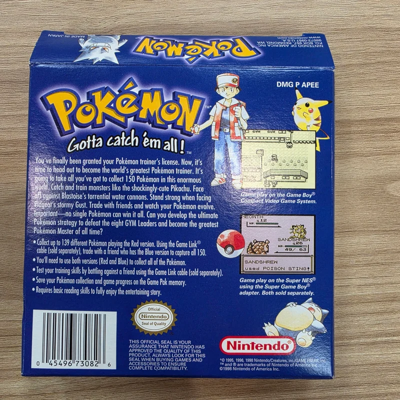 Pokemon Blue - Nintendo Game Boy (MisPrint)