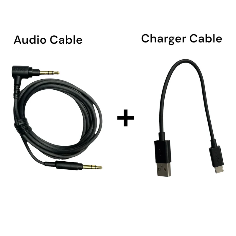 Sony Headphone AUX Audio Cable + Charger Cable For WH-1000XM2, WH-1000XM3, WH-1000XM4, WH-1000XM5, WH-1000XM6- Bundle