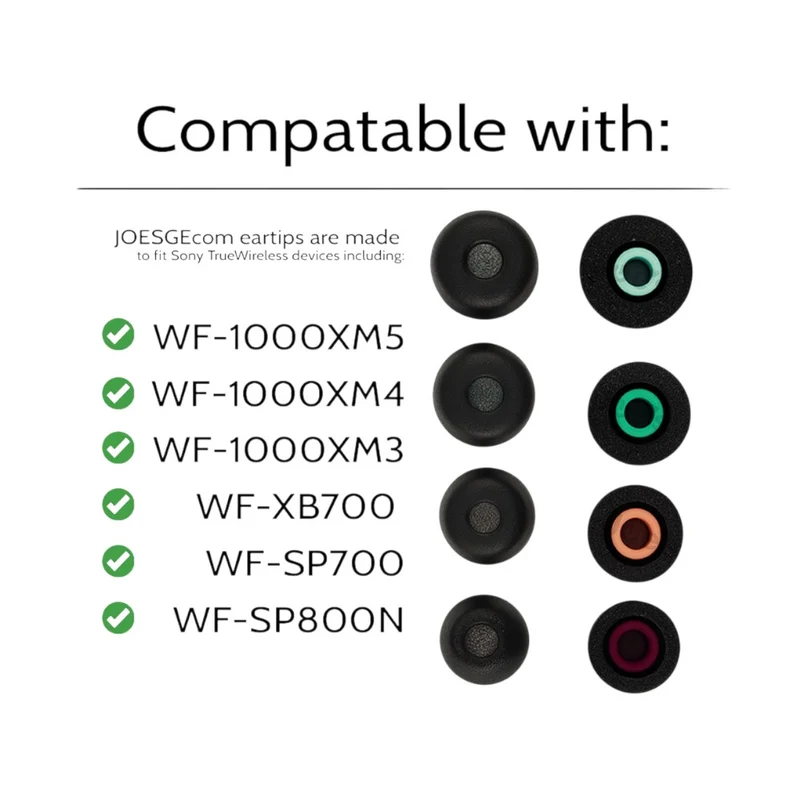 Sony WF-1000XM5 Memory Foam Comfortable Ear Tips Replacement - Accessories