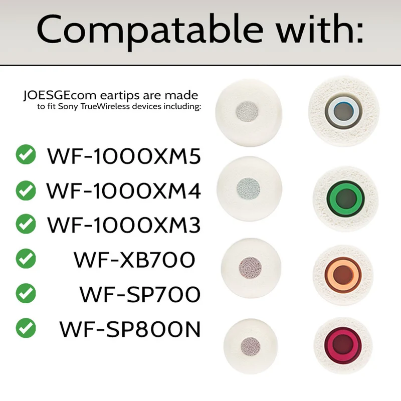 Sony WF-1000XM5 Memory Foam Comfortable Ear Tips Replacement - Accessories