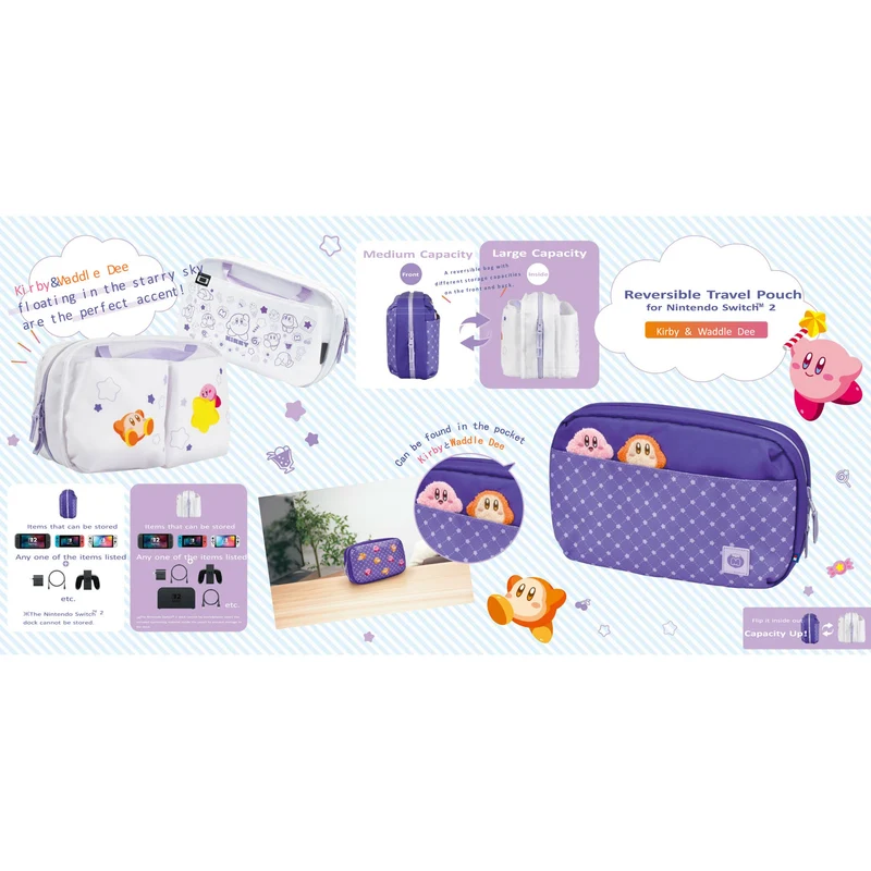 HORI Reversible Travel Pouch for Nintendo Switch 2 [Kirby & Waddle Dee]