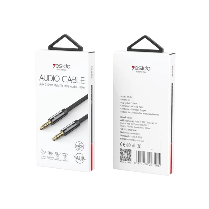 Yesido YAU14 1m Nylon Braided 3.5Mm To 3.5Mm Jack plug