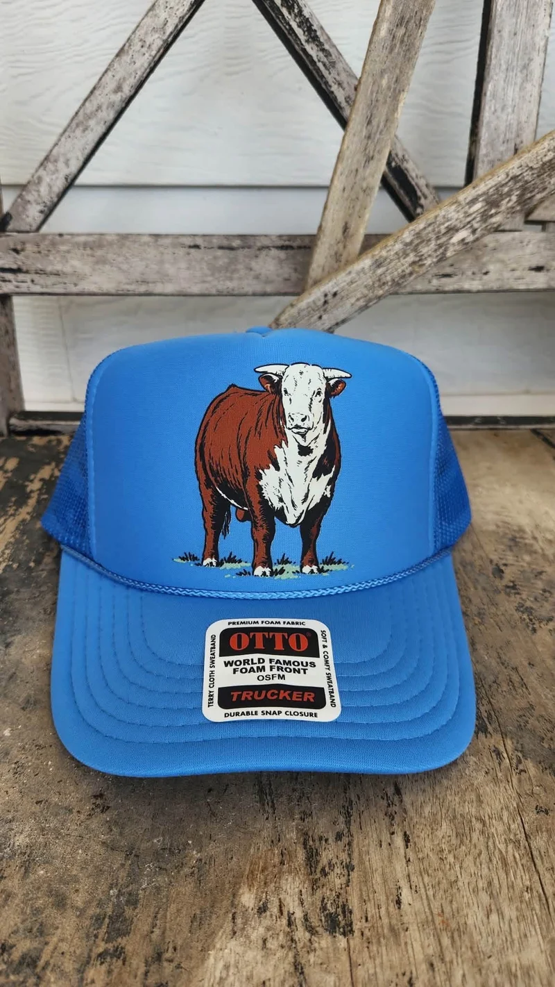 Horned Hereford Teal Trucker Hat