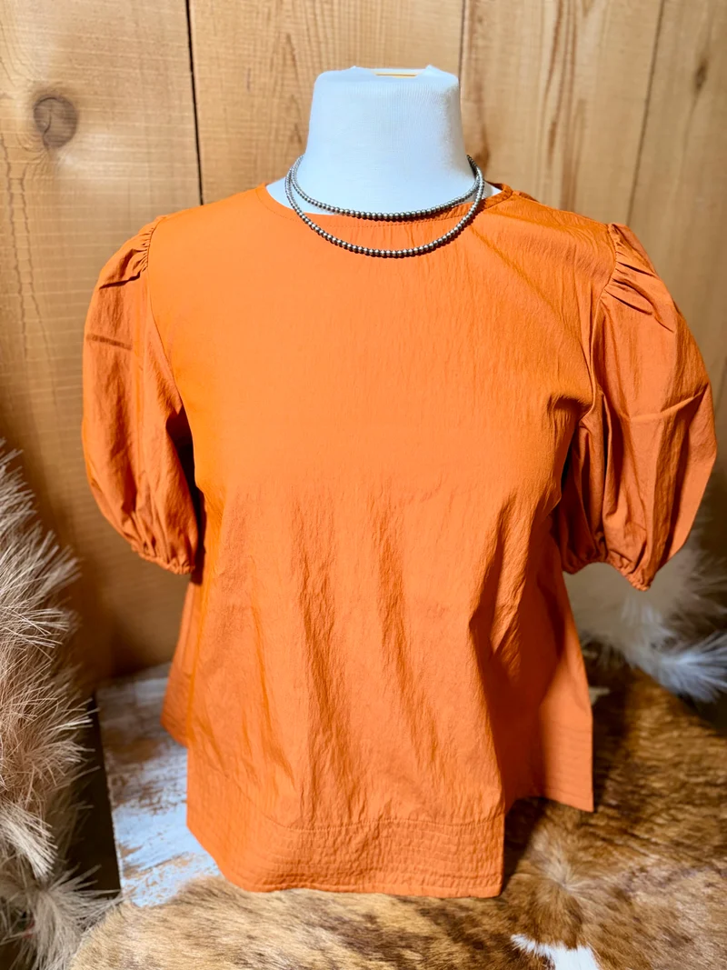 Rust Puff Sleeve Top