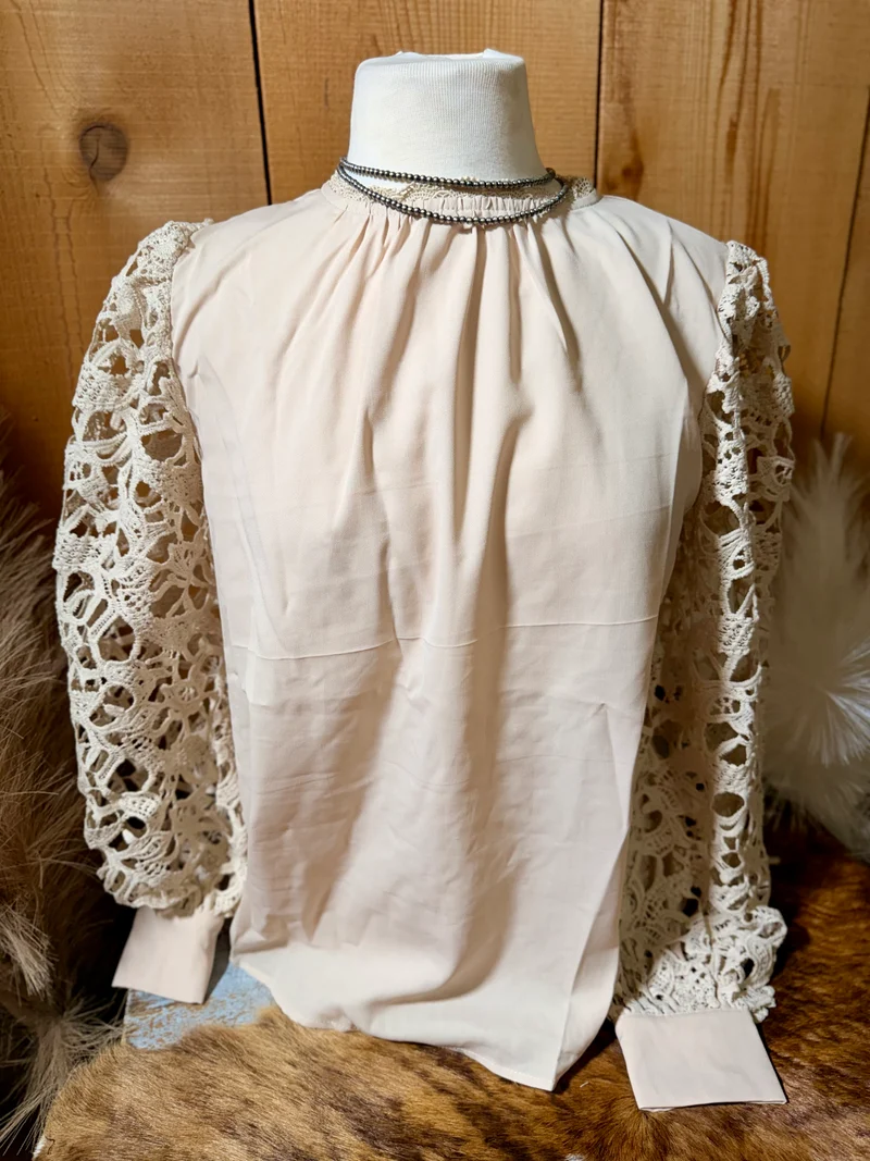 Cream Crochet Sleeve Top