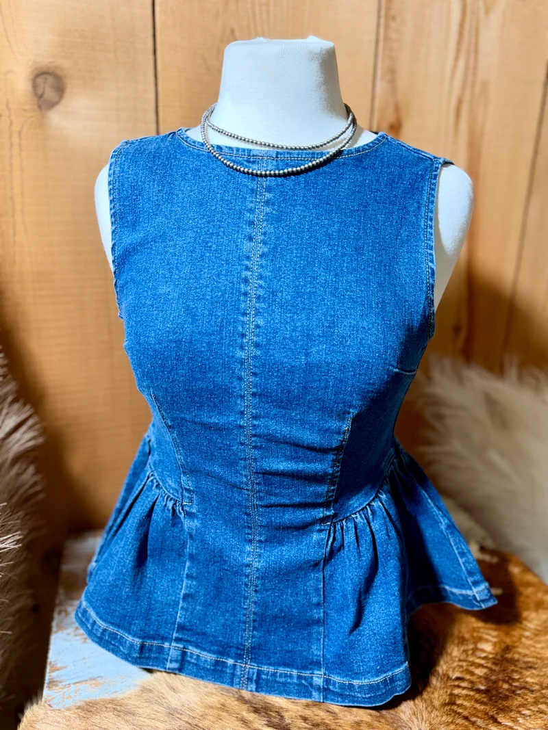 Denim Peplum Tank