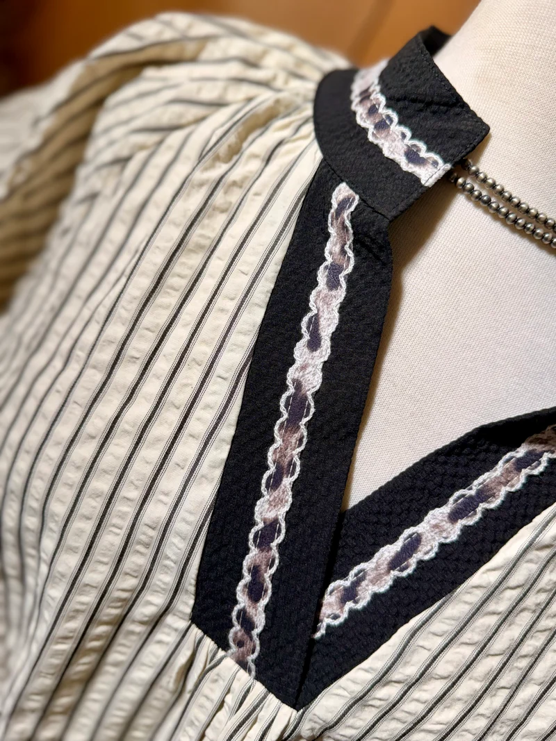 Cream / Black Striped Top